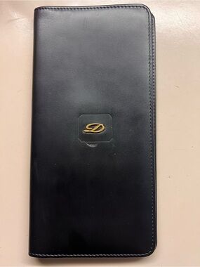 S.T. Dupont Paris Black Leather Long Wallet Gold Logo